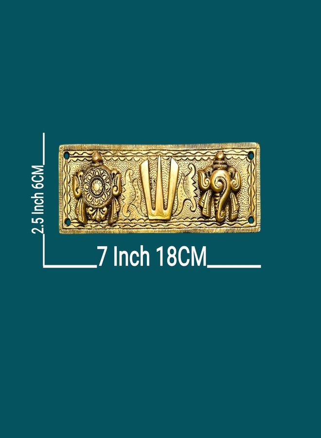 FLAIMYST Shank Chakra Tilak for Door Entrance in Aluminium Metal, Tirupati Door Wall Hanging Shankh Chakra Namah Decorative for Home, Office, Room, Religious House Warming (Gold Plating Antique) - Image 2